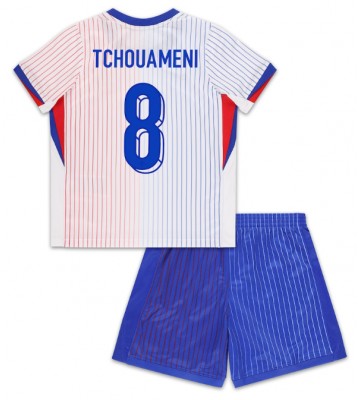 Frankrig Aurelien Tchouameni #8 Udebanesæt Børn EM 2024 Kort ærmer (+ korte bukser)